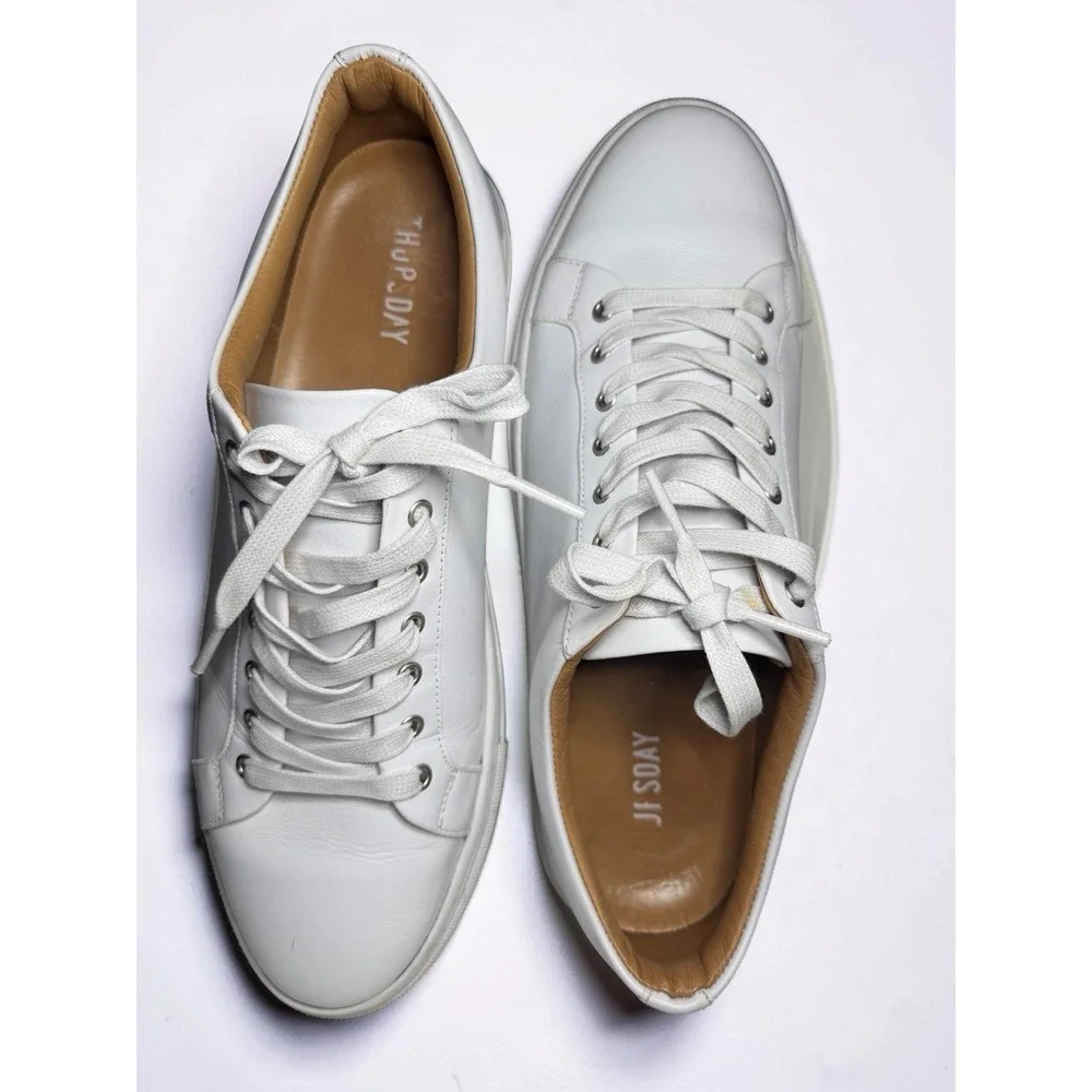 Thursday Everyday Shoes Men's Size 12 White Leather Low Top Casual Sneaker LK NW